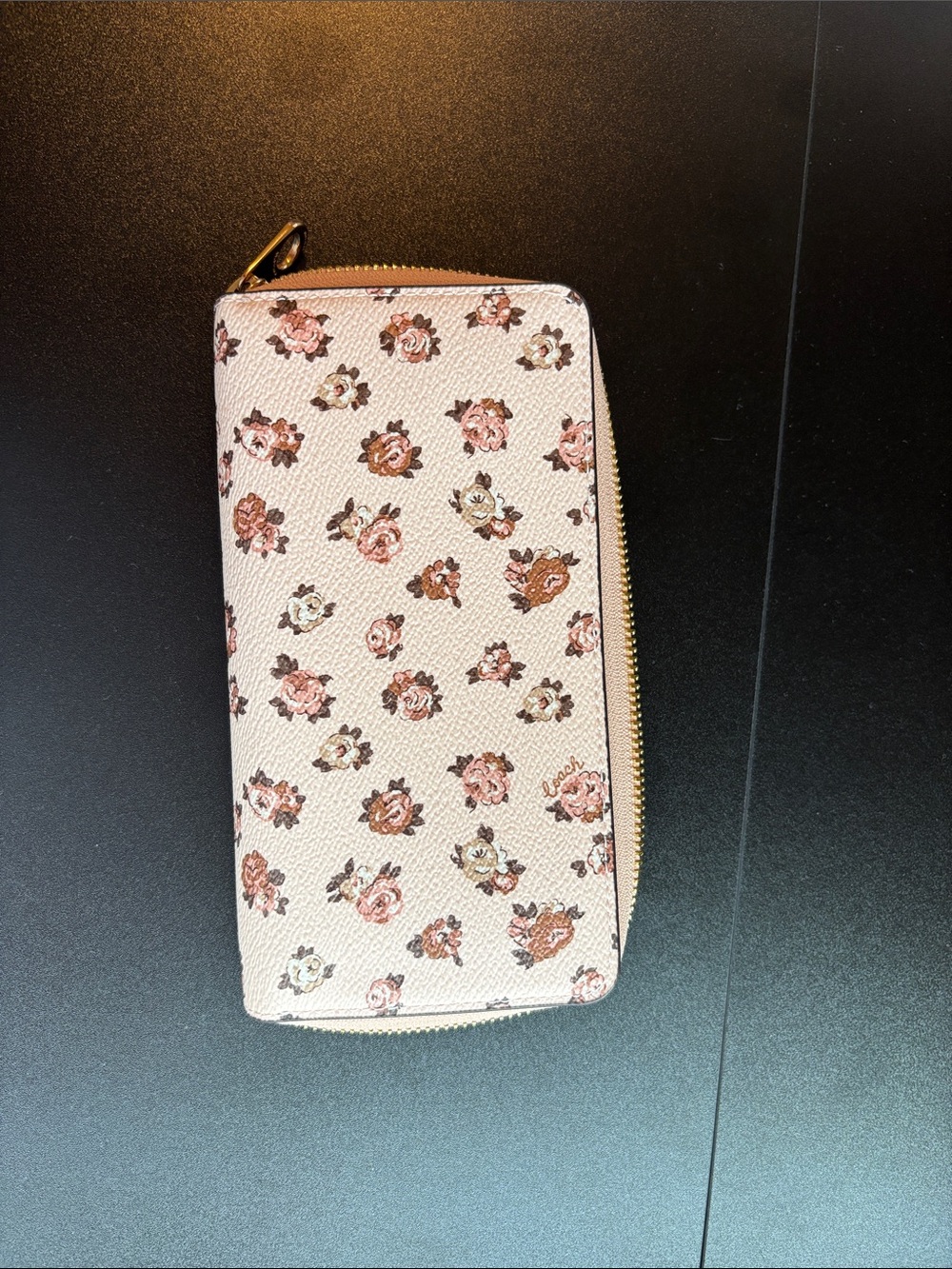 COACH Pink Floral Zip Wallet with Gold Hardware - Picture 3 of 3